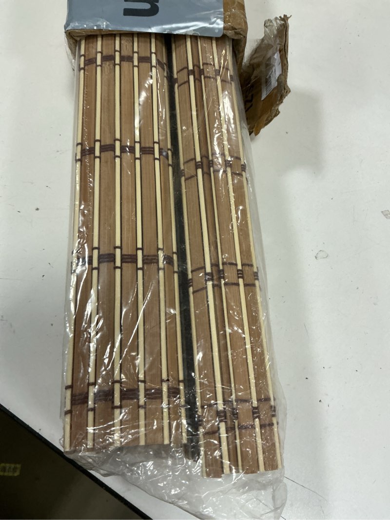 Condition photo showing As Is for SEEYE Cordless Bamboo Blinds Shades, Light Filtering Bamboo Roller Shades Natural Roman Blind Shade, Bamboo Roll Up Blind for Windows, Easy to Install for Door, Patio, Bedroom, 28" W x 64" H,Natural Natural 28"W x 64"H