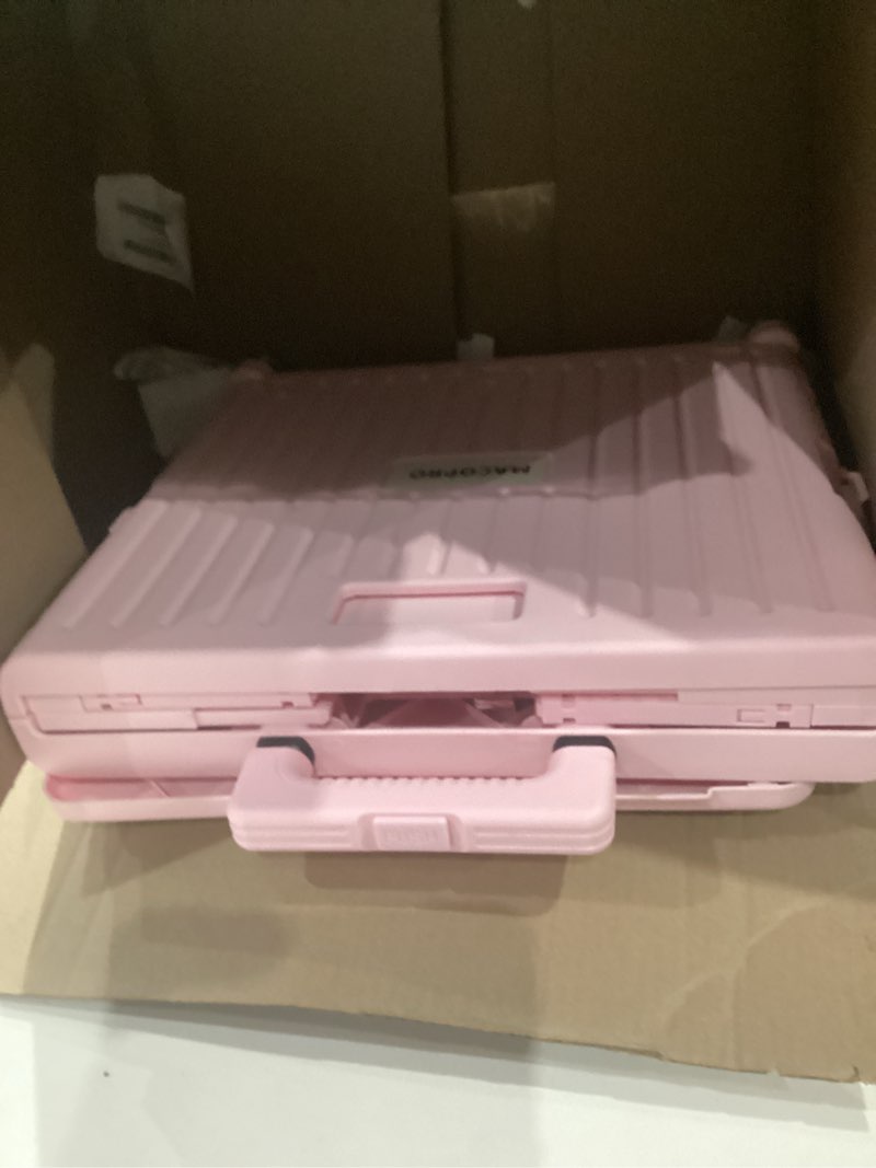 Condition photo showing Good Condition for folding utility cart portable rolling crate handcart shopping trolley collapsible tool box, with lid, basket on 4 rotate wheels, for grocery, shopping, office, teacher (pink)