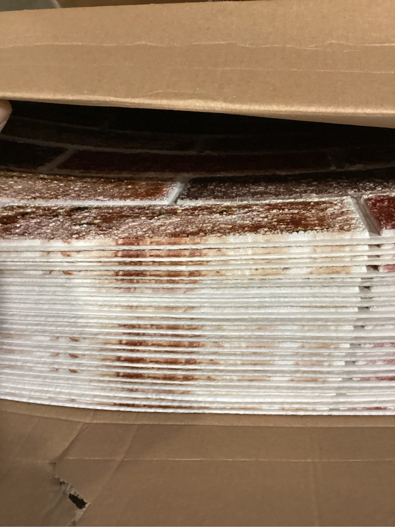 Condition photo showing Good Condition for art3d 20-pack 105 sq.ft faux brick 3d wall panels peel and stick in red brown, self adhesive waterproof foam wallpaper for bedroom, bathroom, kitchen 27.5x27.5inch red brown 20