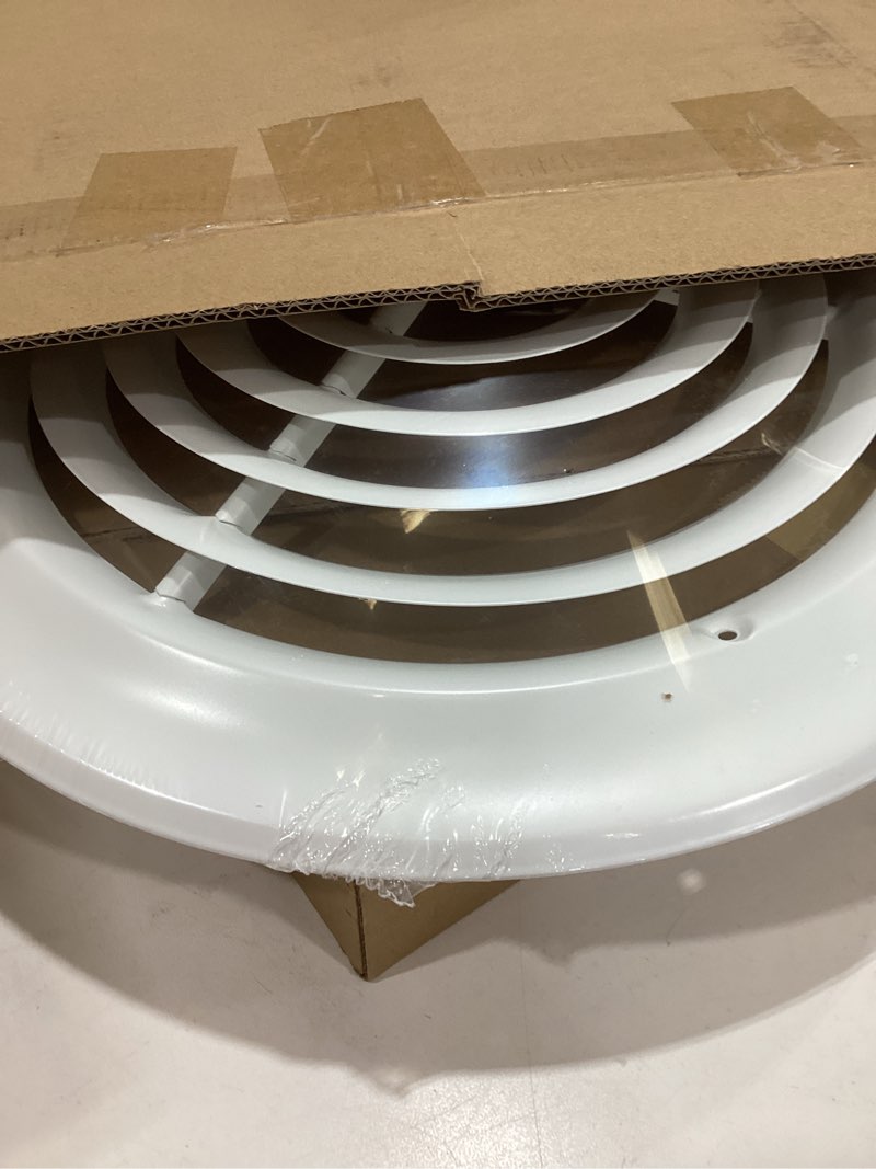 Condition photo showing New/Like New for hvac premium 10'' [neck size] round steel ceiling diffuser - easy air flow - hvac vent duct cover [white] - [outer dimensions: 14''] 10"