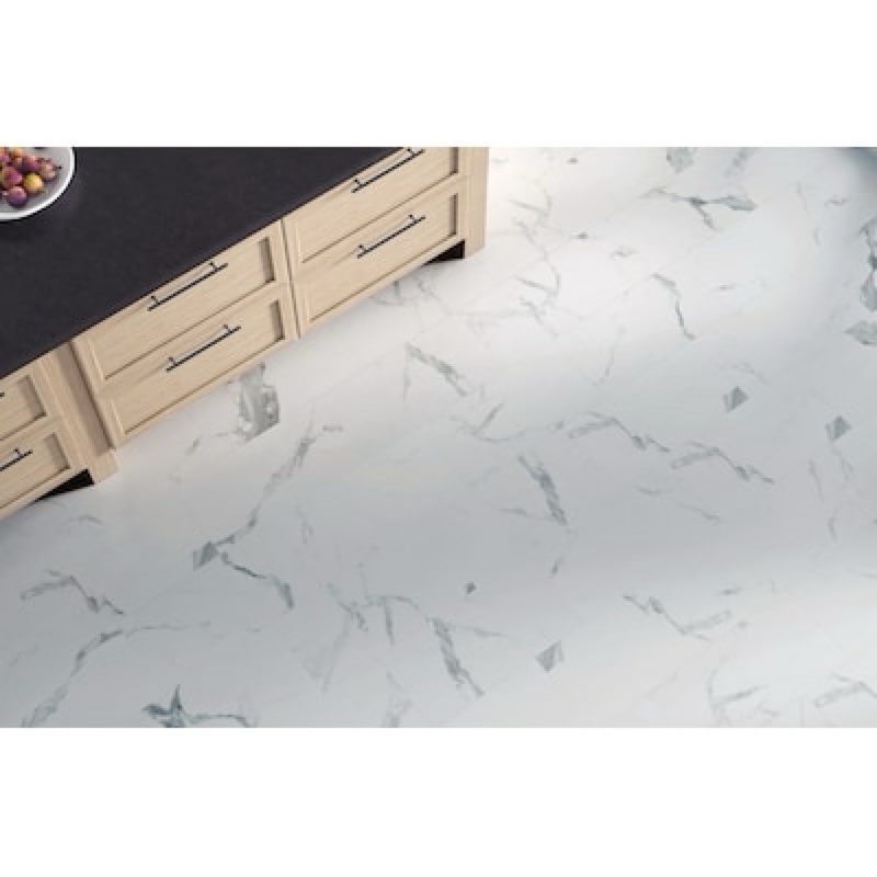  STAINMASTER Glacier Calacatta 24-in L x 12-mil x 12-in W x Waterproof Marble look Luxury Vinyl Tile