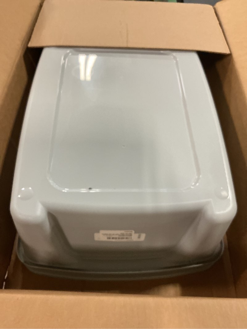 Condition photo showing Good Condition for iris usa large cat litter box with scatter shield and scoop, open top high sided cat litter pan, silver open top gray