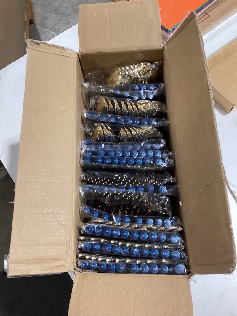 Condition photo showing Good Condition for supernal 180pcs gold plastic silverware,gold plastic cutlery with blue glitter bamboo handle,elegant durable disposable cutlery heavy duty include 60 knives,60 forks,60 spoons 180pcs gold plastic cutlery with blue glitter bamboo handle