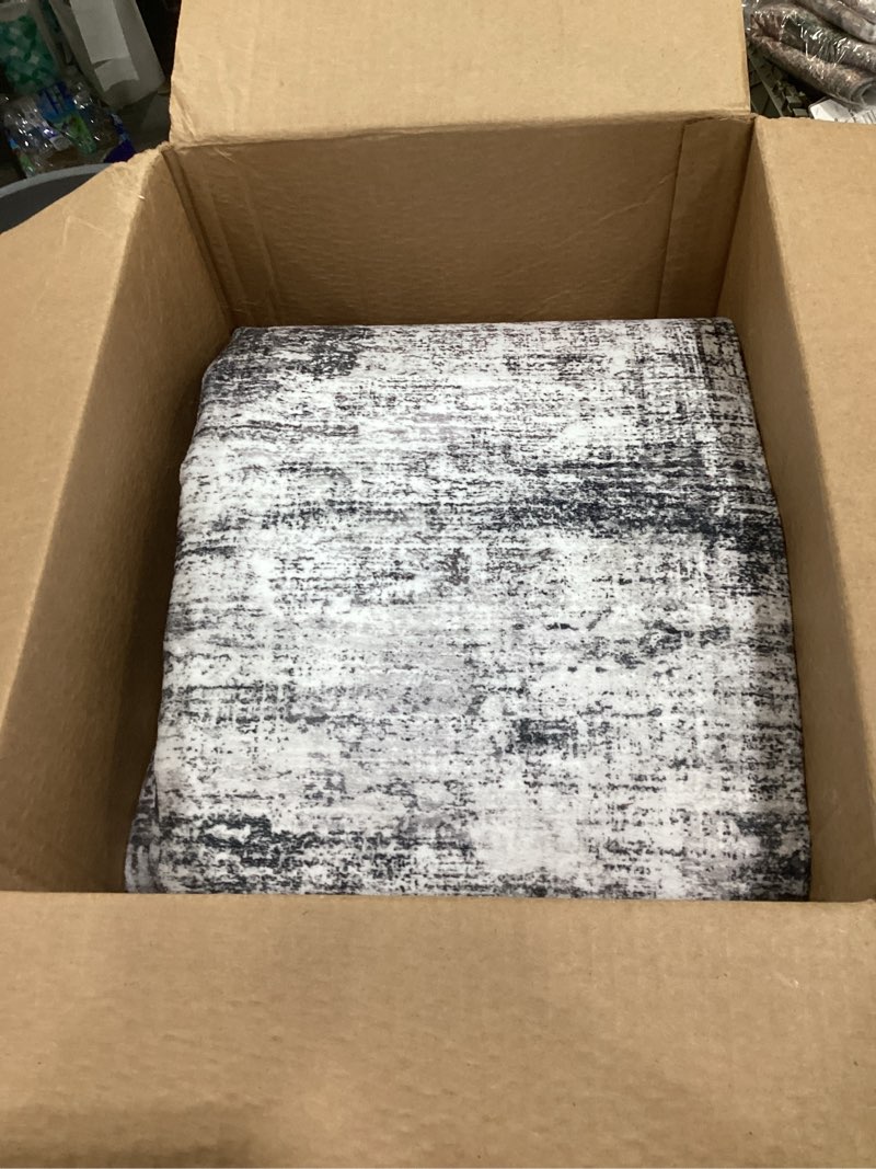 Condition photo showing Good Condition for iohouze abstract runner rug 3x20 ft extra long washable runners for hallways, non slip kitchen runner printed faux wool entryway runner indoor, modern abstract floor carpet for hall stair, black grey 3' x 20' (runner) black/grey/white