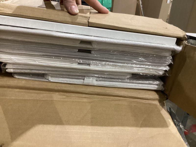 Condition photo showing New/Like New for olixis dresser for bedroom, 7 storage drawers, wide fabric closet chests organizer tower furniture, tv stand with wooden top metal frame for clothes, living room, hallway, entryway, classic white white 11.8"d x 39.4"w x 30"h (7 drawers)