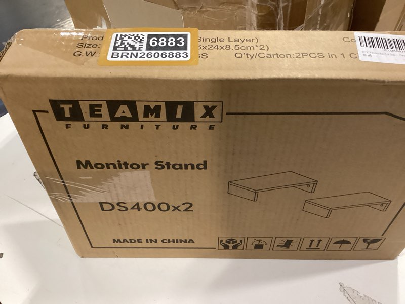 Condition photo showing Good Condition for teamix white monitor stand riser - 2 pack, wood 2 tier adjustable dual monitor riser for laptop/pc computer stand for desk white 2 packs