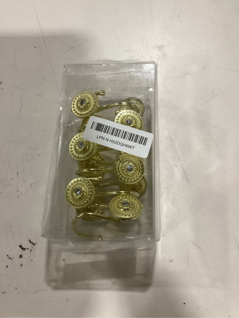 Carnation Home Fashions Provincial Ceramic Resin Shower Curtain Hook, Brushed Gold,Set of 12