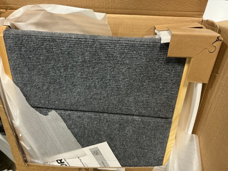 Condition photo showing Good Condition for vevor wood pet stairs, 5-step dog stairs for beds, sofa & cars, 150lbs load capacity, floded flat design, stable & sturdy cat & dog step ladder for small medium large older pet puppy essentials wood color+blue 5-step foldable