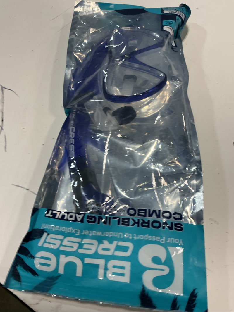 Condition photo showing New/Like New for cressi adult snorkeling kit, mask & dry snorkel - quality equipment for discovering the underwater world - ocean combo: designed in italy translucent cobalt/clear