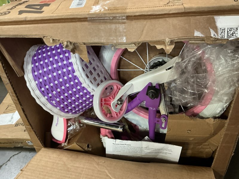 Condition photo showing Good Condition for royalbaby girls bike with training wheels, stargirl kids bicycle 14 inch toddlers to big kids 3-5 years, lavender [5] lavender 14 inch with training wheels