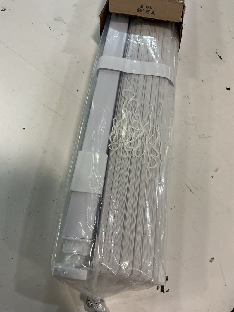 Condition photo showing Good Condition for lazblinds no tools no drill 1" vinyl mini blinds, cordless blinds for windows, light filtering horizontal window blinds & shades, 29" w x 72" h, white cordless-white 29" w x 72" h