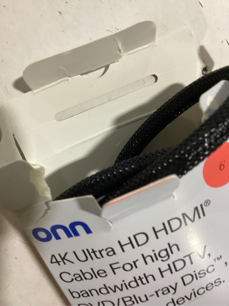 Condition photo showing As Is for onn 6' hdmi cables, 4k ultra high speed braided cord