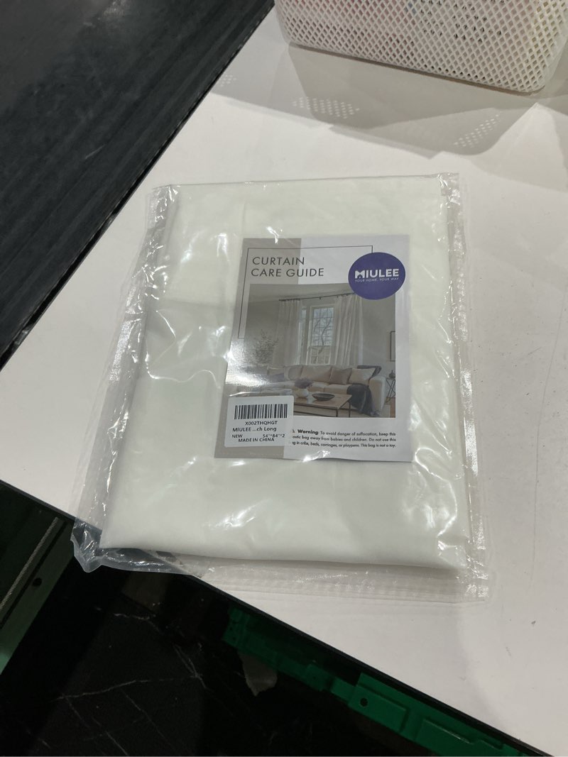 Condition photo showing New/Like New for miulee outdoor sheer curtain for patio waterproof - 2 panels white privacy drape voile curtain rod pocket for porch,pergola, cabana, gazebo, 54 x 84 inch long white 54"w x 84"l (pack of 2)