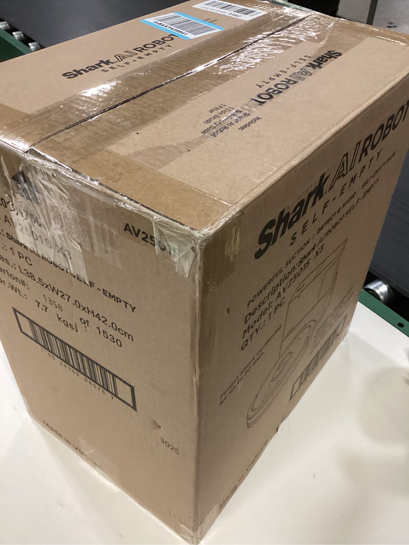 Condition photo showing New/Like New for Shark AV2501S AI Ultra Robot Vacuum, with Matrix Clean, Home Mapping, 30-Day Capacity HEPA Bagless Self Empty Base, Perfect for Pet Hair, Wifi, Dark Grey