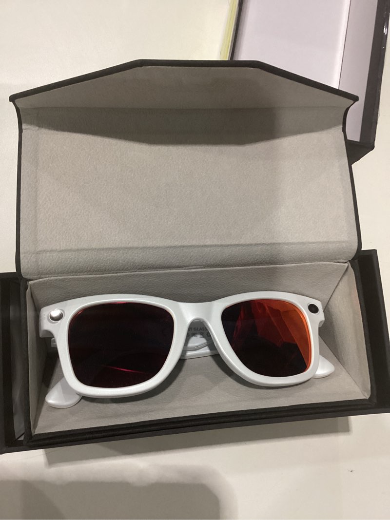 Condition photo showing Good Condition for NOT TESTED AI Smart Glasses with Camera,8MP 2K HD Camera Glasses,AI Voice Control,Photo Recognition and Translation,Smart Sunglasses with Bluetooth Call,IP67 Waterproof for Driving,Outdoor,Men,Women,+2 Lenses. Red Lenses/White
