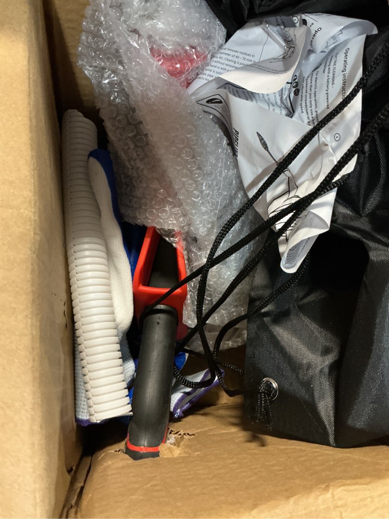Condition photo showing Good Condition for 42 ft drain snake hair drain clog remover, manual or powered, plumbing snake with drill adapte,unclog sink drain tool, drain auger for toilet?shower?kitchen?sink, no auto retract or feed, red