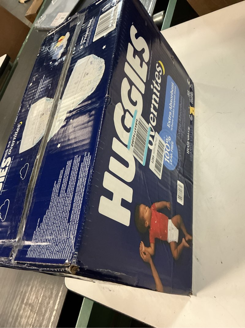 Condition photo showing New/Like New for huggies size 5 overnites baby diapers: overnight diapers, size 5 (27+ lbs), 88 ct, packaging may vary