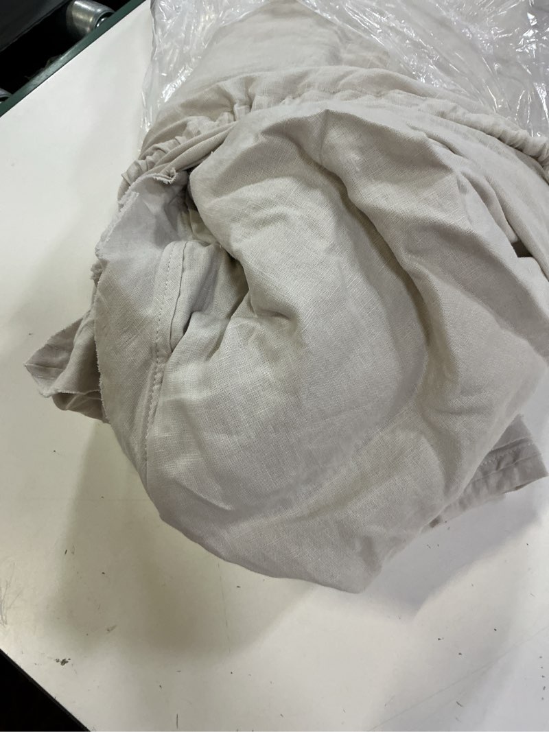 Condition photo showing As Is for european linen double flange duvet cover, king/cal king, sand