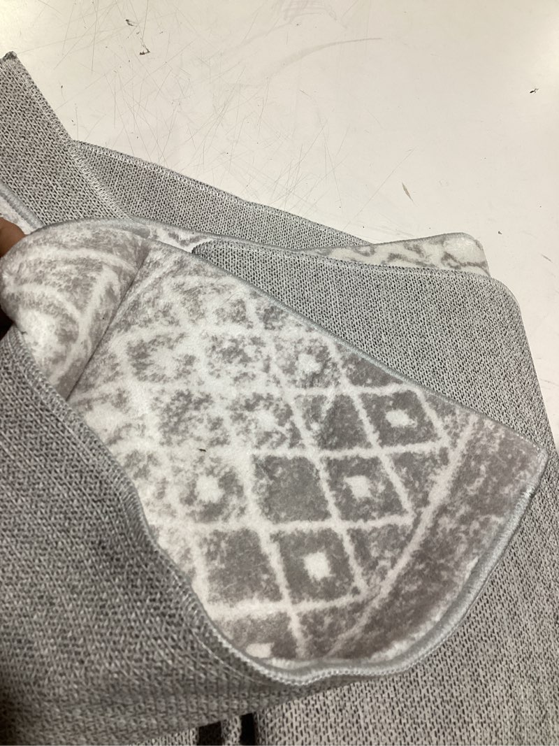 Condition photo showing Good Condition for Moroccan Washable Rugs, 2x3 Grey Rug Non-Slip Small Distressed Entryway Rugs, Soft Low-Pile Bedroom Rug Indoor Doormat Carpet for Entryway Kitchen Bathroom 2' x 3' (Rectangular) Grey