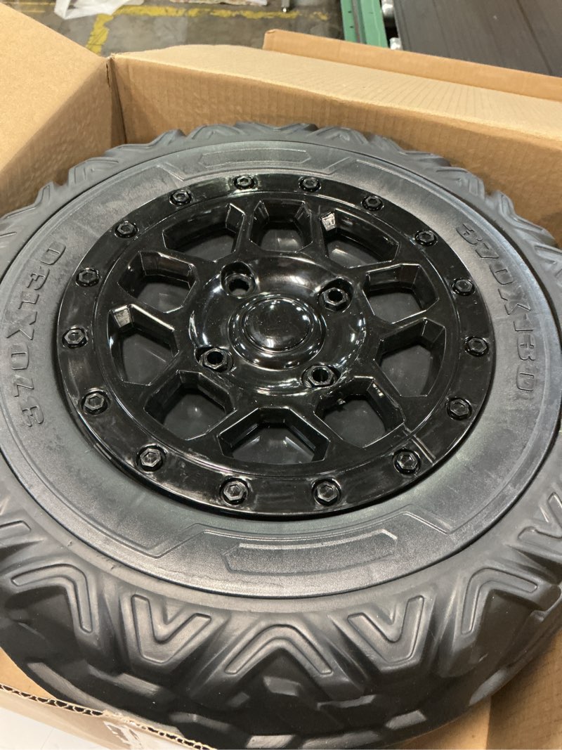 Condition photo showing As Is for 2pack 33cm/13'' eva solid compound tire for power wheels ride on car ?alligator tires wheels upgrade,1.2cm/0.47in aperture front/rear wheel for car/suv/utv/atv/motorcycle replacement parts silvery wheel hub
