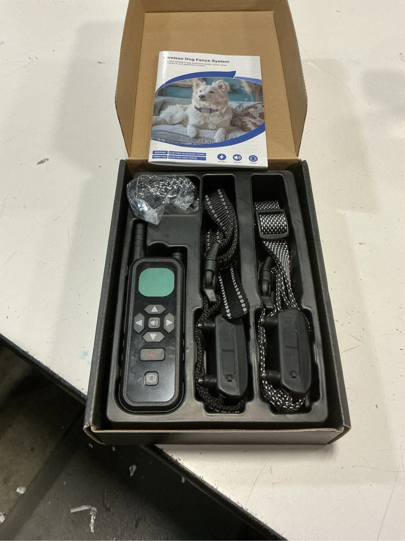 Condition photo showing Good Condition for wireless dog fence, electric fence for dogs,training collar with remote control 3800ft range, portable dog perimeter collar with 3 training mode flash light & waterproof 2pack matte black 2 pack
