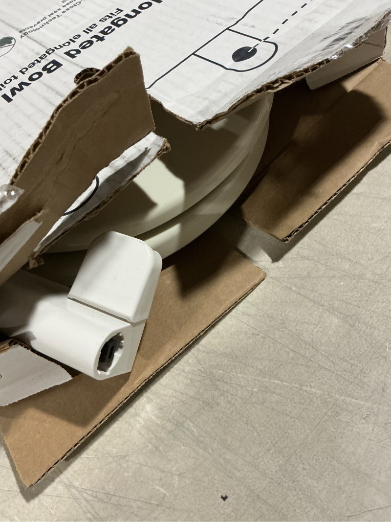 Condition photo showing As Is for kohler 4636-rl-0 cachet readylatch elongated toilet seat slow close, soft close toilet seat quiet lid, contoured grip-tight bumpers installation hardware, apartment essentials, white white elongated ready latch