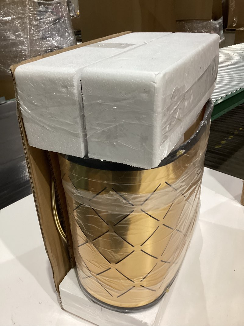 Condition photo showing New/Like New for Oneach 27.75" Modern Table Lamps Set of 2, Gold Bedside Lamp with Crystal Nightlight, USB A+C, Black Grid Shade, Unique Desk Lamps for Living Room, Bedroom, Nightstand, End Table (2 Bulbs Included) Gold - Black Shade