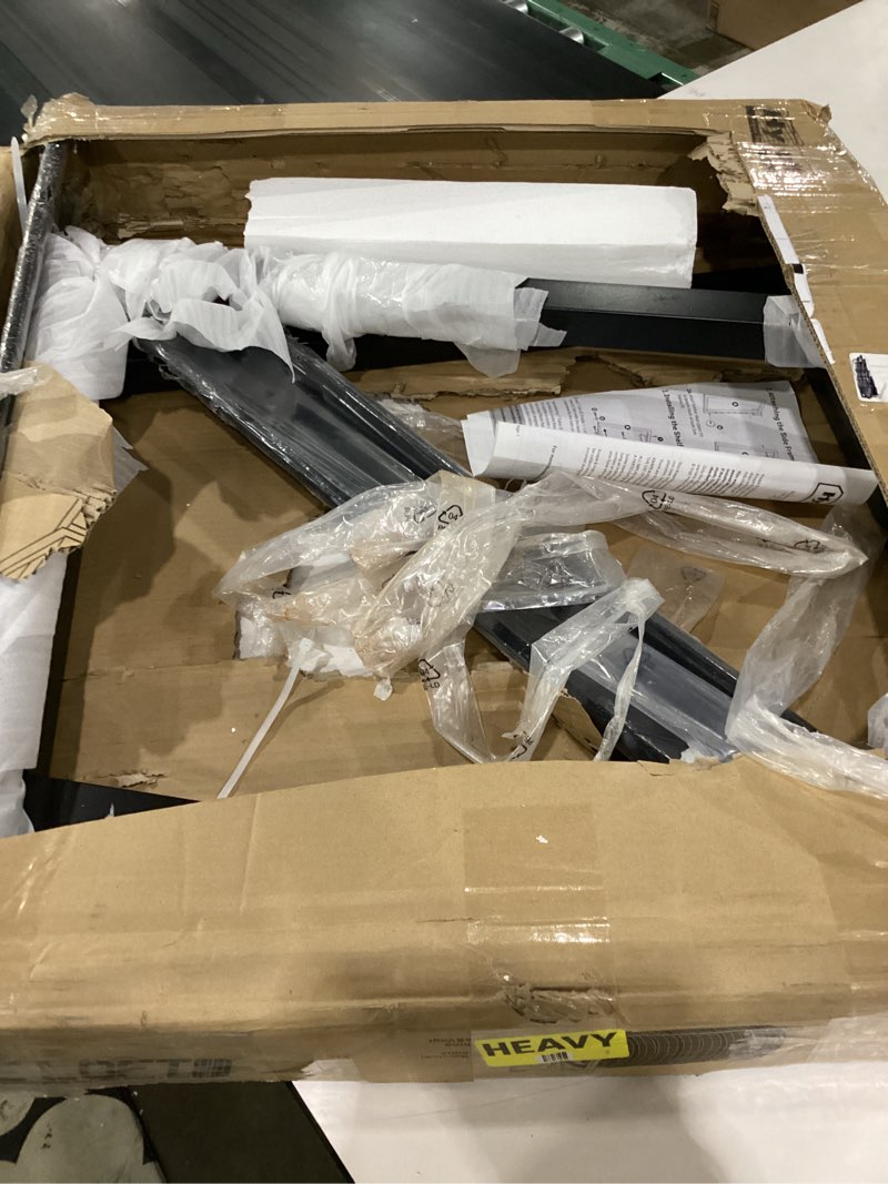 Condition photo showing As Is for similar to stock photo, missing parts****** hyloft 01031 wall-mounted folding tire storage loft rack, 32 to 48 inches wide, supports 300 pounds and folds flat, silver 32\"- 48\"