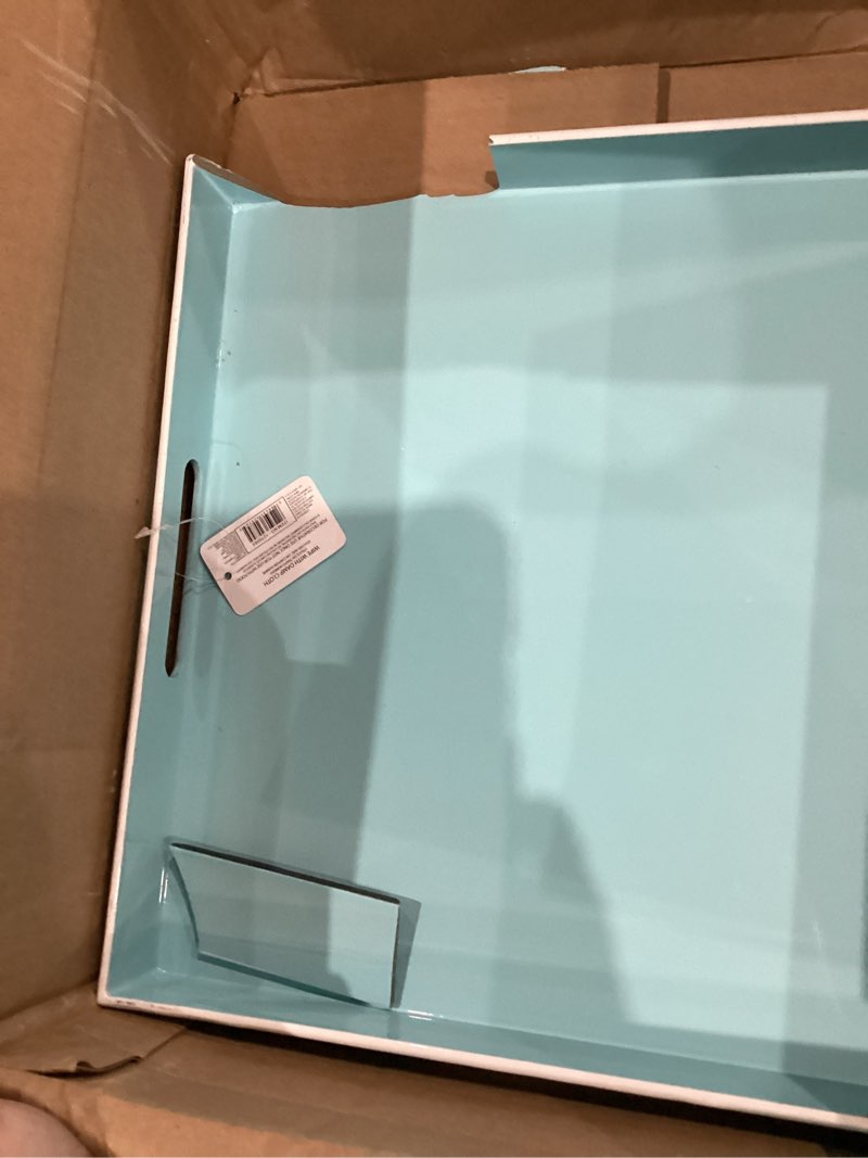 Condition photo showing As Is for american atelier carry 14 x 19 inches rectangular tray with handle, 14 x 19 inch, teal, (1270065)