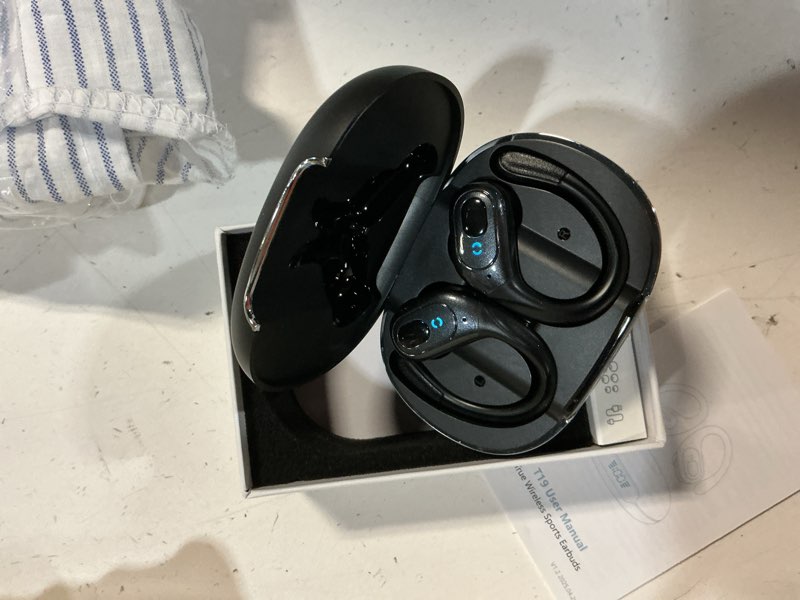 Condition photo showing Good Condition for occiam active noise cancelling earbuds wireless bluetooth headphones ear buds 90hrs playback stereo bass earphones with mic over-ear hooks ipx7 waterproof headset for work sports running gym black