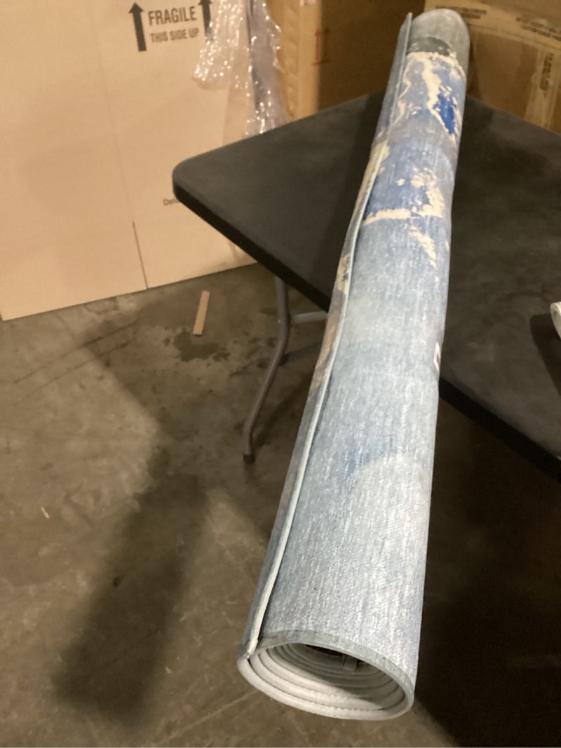 Condition photo showing Good Condition for addison rugs chantille acn517 blue 5' x 7'6 indoor outdoor area rug, stain resistant, machine washable, non shedding, bedroom, living room, dining room, kitchen rug blue 5' x 7'6" (rectangular)