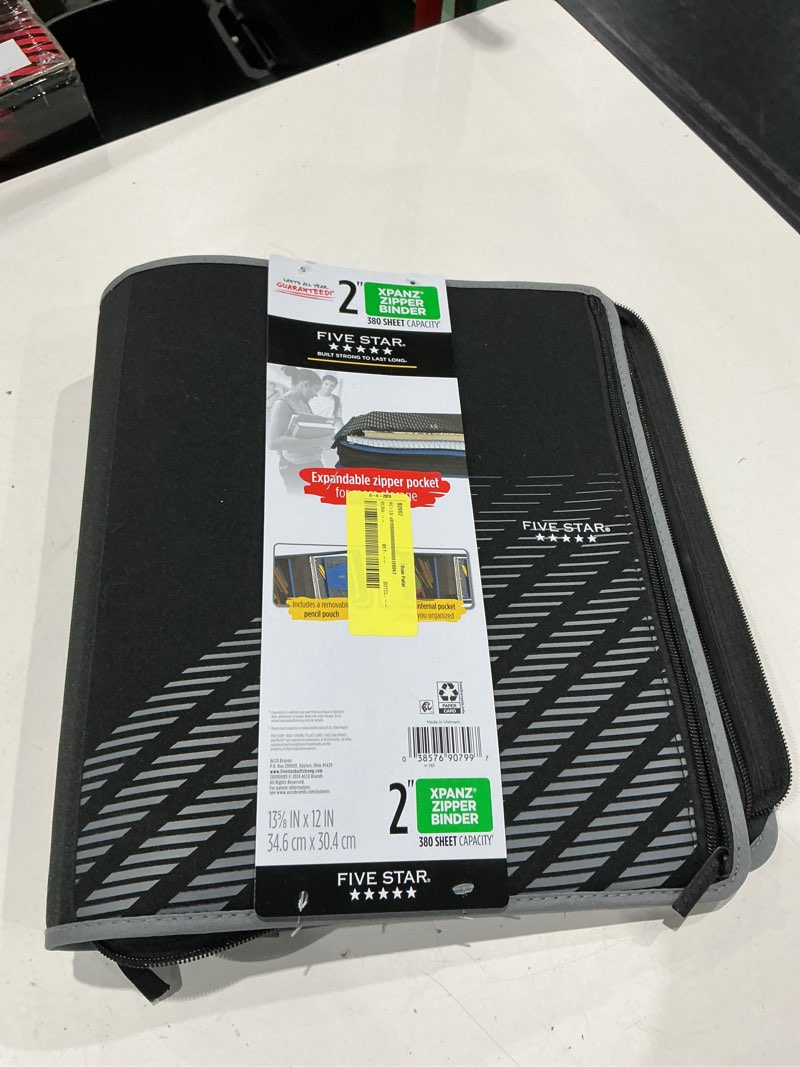 Condition photo showing As Is for five star xpanz zipper binder, round rings, gray (28090hx9)