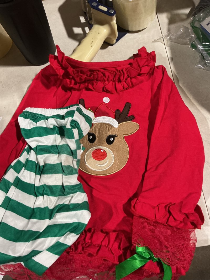 Condition photo showing Good Condition for Unique Baby 2 Piece Girls Printed Leggings Outfit with Long Sleeve Shirt Kid and Toddler Clothes Set 5T Red