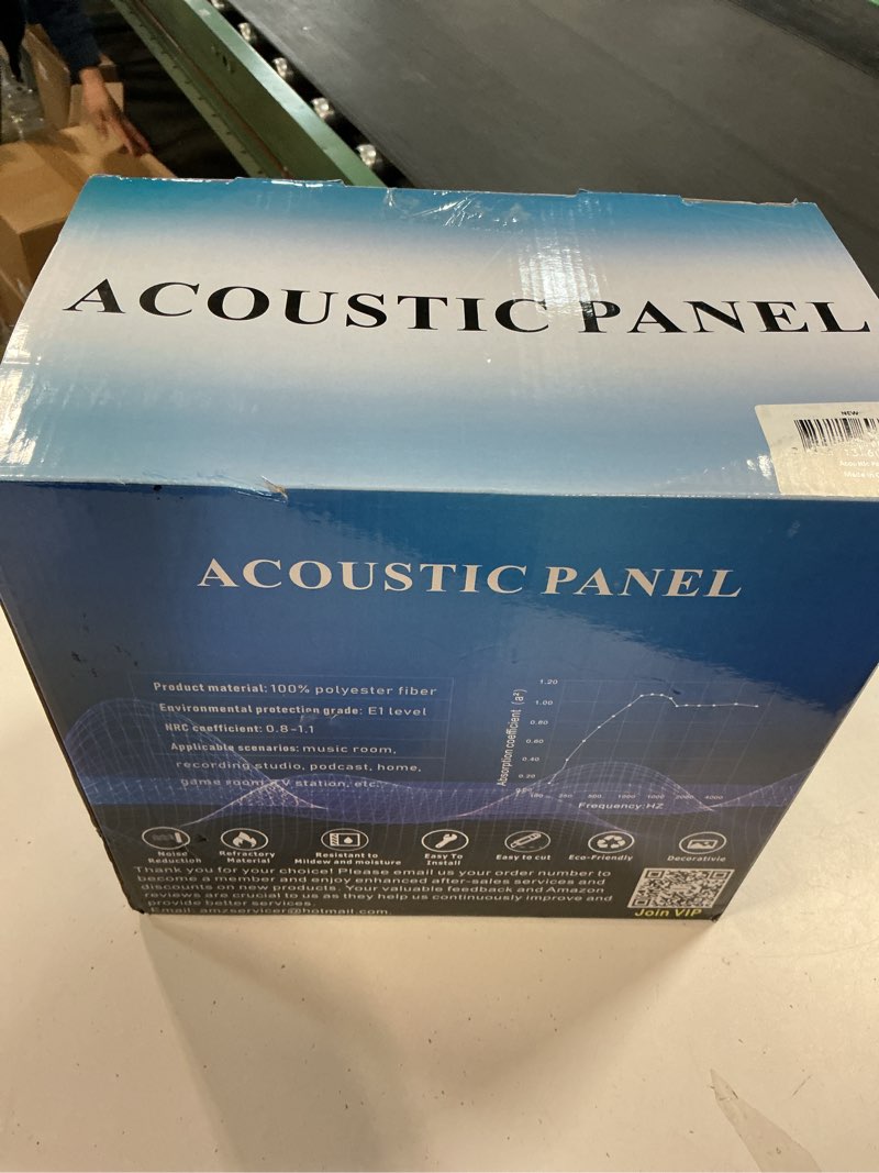 Condition photo showing New/Like New for 16 Pack Large Fold Soundproof Wall Panels,12 x 12 x 0.47 in Sound Proof Foam Panels for Walls, High Density, Thicker 0.47in, Acoustic Panels, Sound Dampening Panels Black 16 Pack charcoal-black