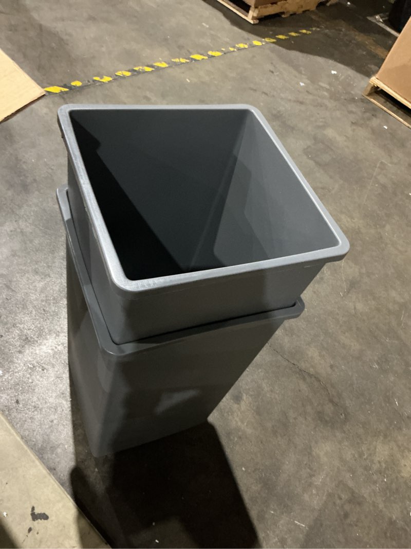 Condition photo showing Good Condition for amazon basics square waste container, open top, space saving, 25 gallons, grey, pack of 2