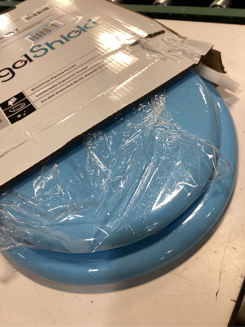 Condition photo showing Good Condition for angol shiold glitter toilet seat molded wood round toilet seat with quietly close and quick release hinges, easy to clean also easy to install (round 16.5'', blue) round 16.5‘’ blue
