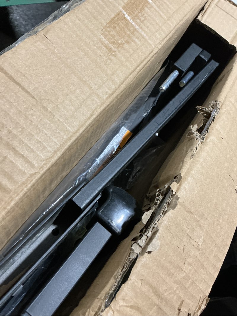 Condition photo showing As Is for Regalo Safety 37" Extra Tall Wood Accent Baby Gate with Door, Pressure Mount Walk-Thru Gate for Doorways & Bottom of Stairs, Babies, Toddlers & Pets, Tested & Trusted, American Designed, Family Owned Black With Cherry Wood - 30-41.5"w X 37"h