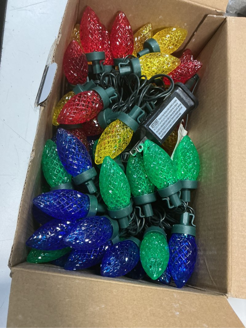 Condition photo showing Good Condition for awq 100led 81 ft c9 christmas string lights plug in fairy twinkle string lights 8 modes timer function waterproof extendable for indoor outdoor wedding party christmas decoration (100, multicolor) 100 multicolor