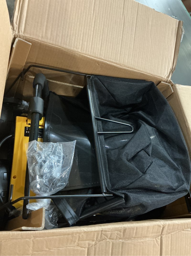 Condition photo showing Good Condition for 40v 15" brushless cordless electric dethatcher and scarifier compatible with dewalt 20v battery(tool only), w/12gal thatch collection bag, 5-depth adjustment, quick-fold, walk behind for lawn care yellow