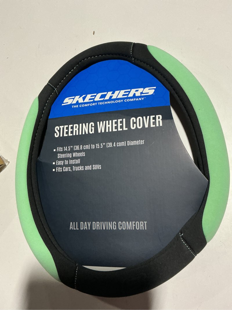 Condition photo showing Good Condition for skechers memory foam steering wheel cover, car steering wheel cover,14.5-15inch anti-slip safety comfortable desgin, universal accessory for diverse cars, truck,suv (black & green)