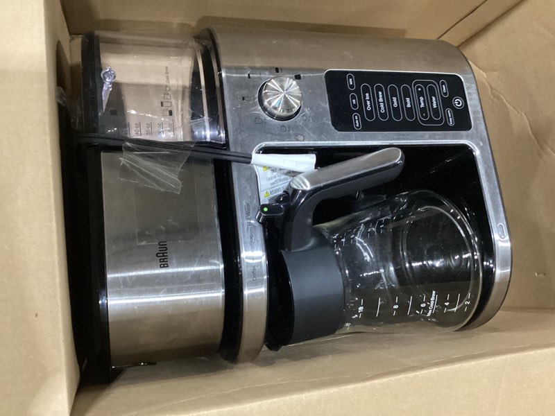 Condition photo showing Good Condition for braun multiserve plus 10-cup drip coffee maker - hot & cold multi-serve brewer with timer and auto start, hot water dispenser, over ice function, stainless steel & pod-free design, kf9370si multiserve hot water
