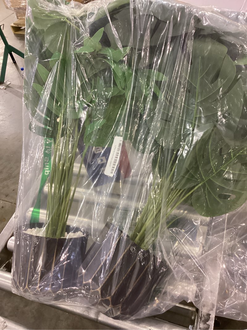 Der Rose 28" Fake Palm Tree Large Artificial Potted Monstera Plants Indoor for Home Porch Patio Livi