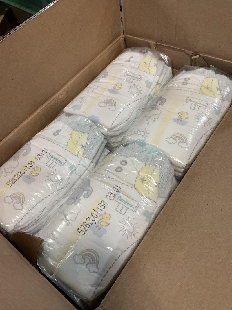 Condition photo showing New/Like New for pampers swaddlers diapers, size 1 (8-14 lbs), 96 count, absorbent, keeps baby dry and comfortable, skin safe disposable baby diaper (packaging may vary) size 1 96