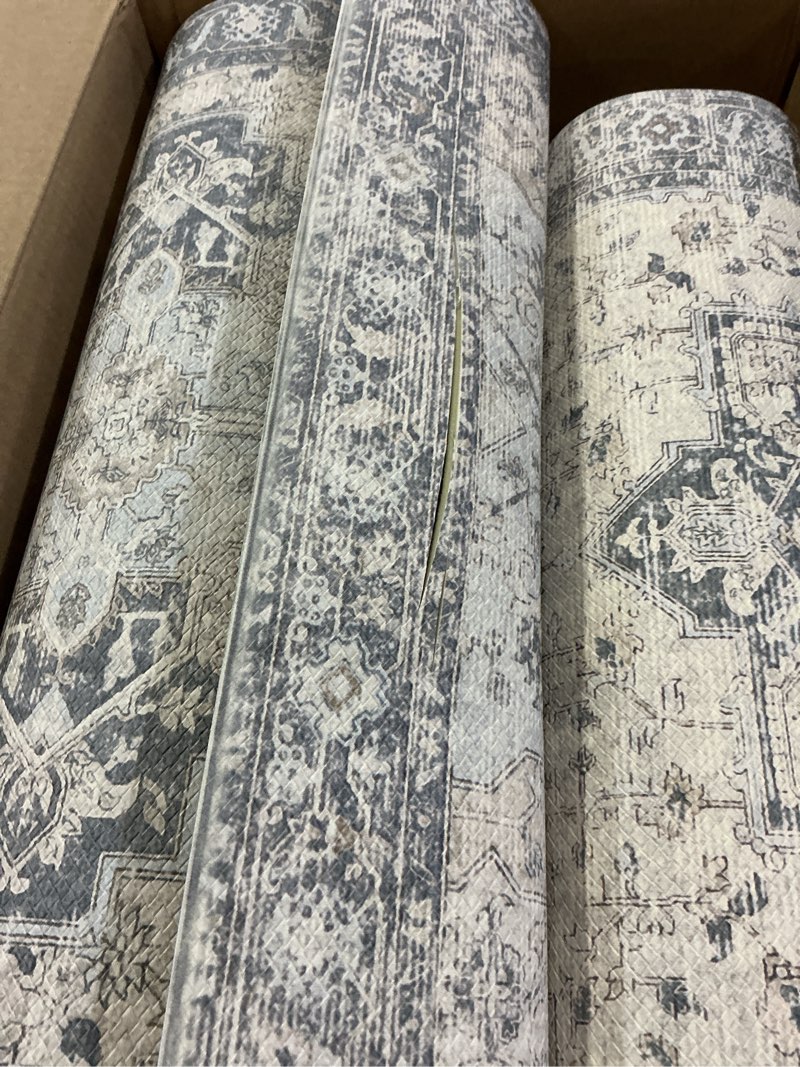 Condition photo showing As Is for genimo kitchen mats for floor 2pcs, washable anti fatigue mat for cushioned, 23.6"x71"+20" x 32", waterproof kitchen rugs, non slip comfort standing mat rug for home, sink, laundry, light blue light blue 23.6"x71"+20" x 32"--0.4 inches