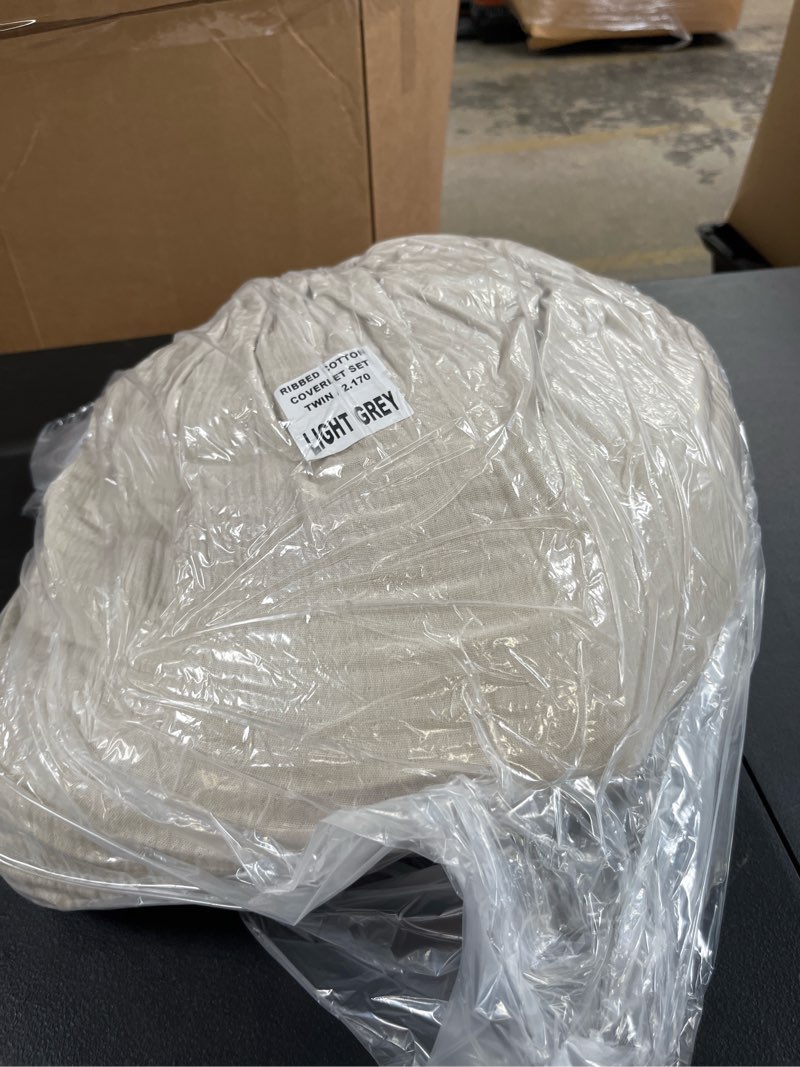 Condition photo showing Good Condition for organic ribbed cotton coverlet set, twin, light grey