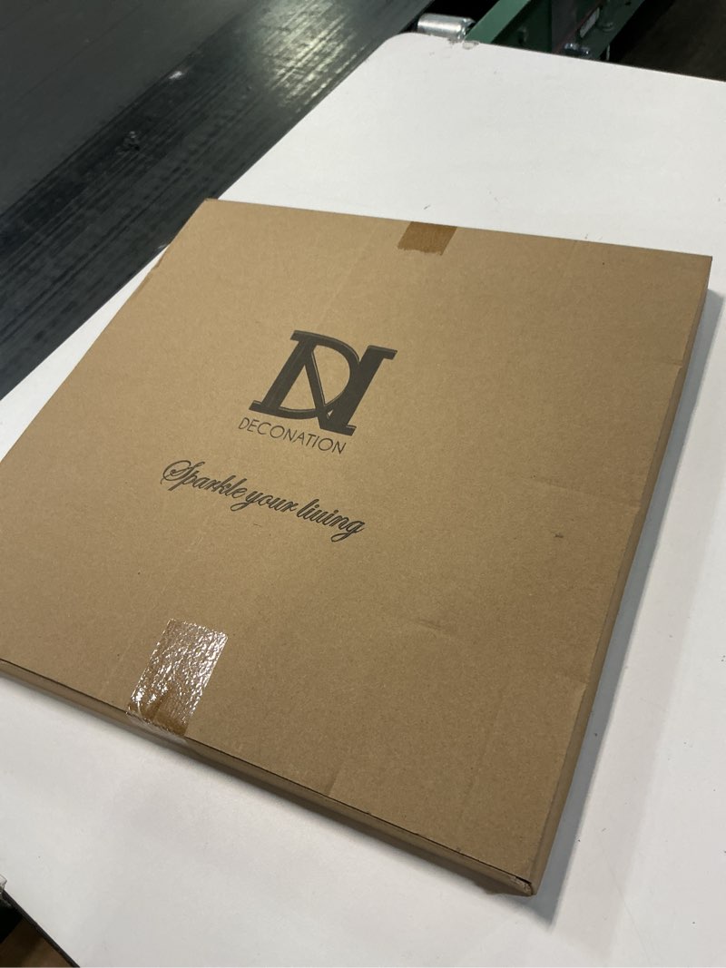 Condition photo showing New/Like New for DN DECONATION Gold Tray, 14.76“ Decorative Trays for Coffee Table, Farmhouse Tray, Round Wooden Trays for Living Room Decor 15" Gold