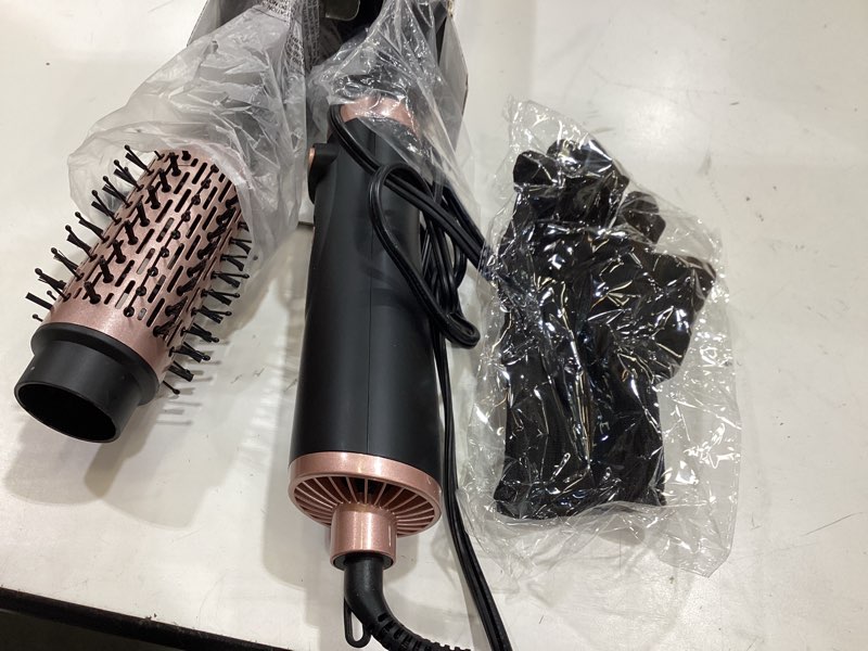 Condition photo showing As Is for 3 in 1 rotating hair dryer brush, auto rotating blow dryer brush spinning with 2 brushes (2" & 1.5"), negative ionic brush blow dryer, round brush blow dryer volumize curling 100-120v black