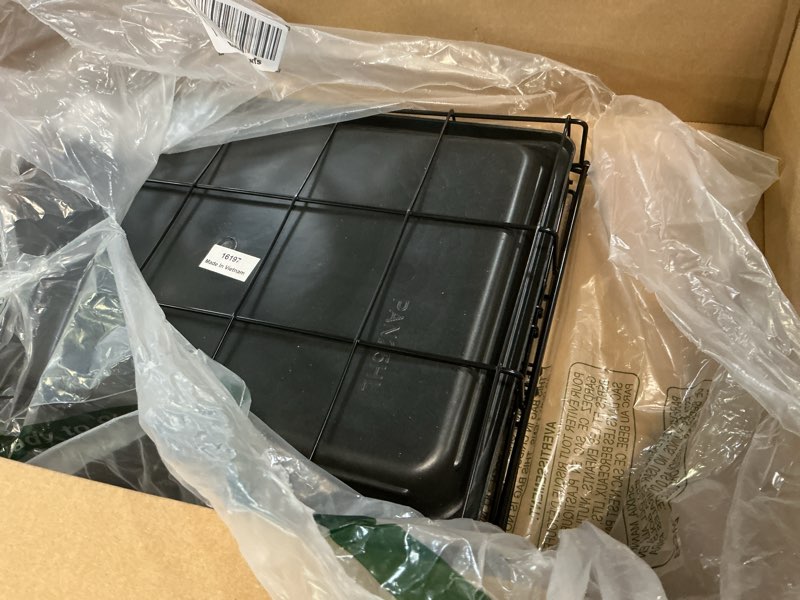 Condition photo showing As Is for FDW Dog Crate for Small Dogs 24 Inch Folding Metal WirePet Cage Double Door W/Divider Panel Indoor Outdoor Kennel Leak-Proof Plastic Tray,Black Black 24 Inch Double Door