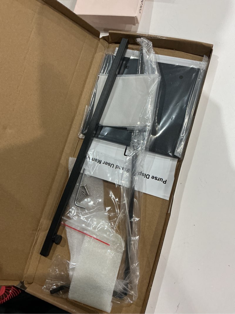 Condition photo showing As Is for purse stand,adjustable purse display stand,black handbag display stand,hanger rack for bags,suitable for desktops,wardrobes and commercial storeshook stand 1 pcs