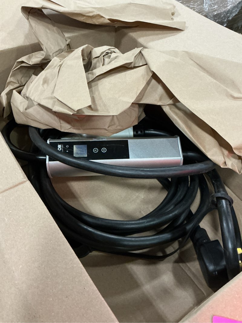 Condition photo showing As Is for vevor level 2 portable ev charger 40a 240v, electric vehicle charger with 25 ft cable nema 14-50, adjustable current 16a-40a plug-in home charging station for sae j1772 evs 40 amp